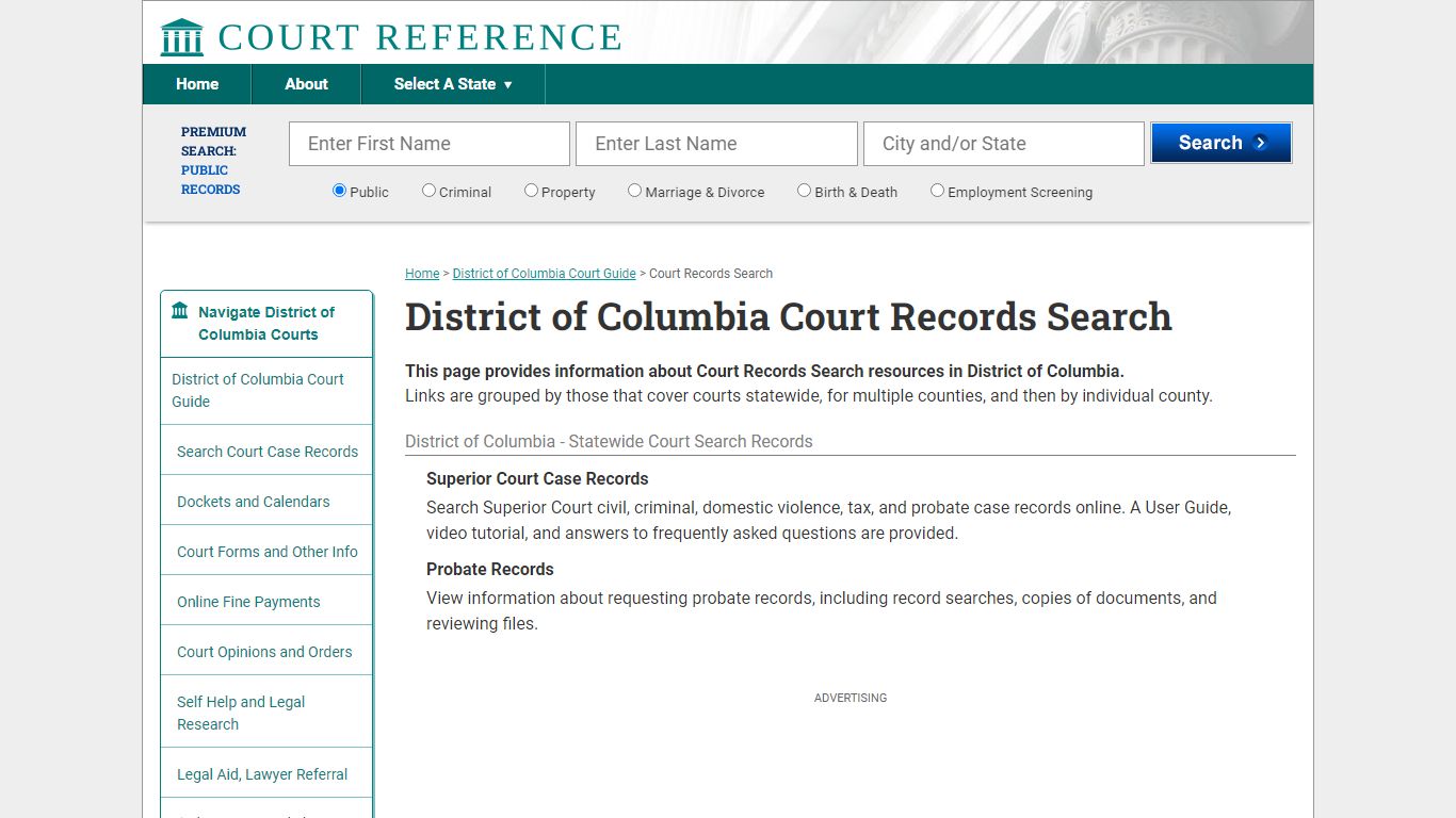 District of Columbia Court Records Search | CourtReference.com