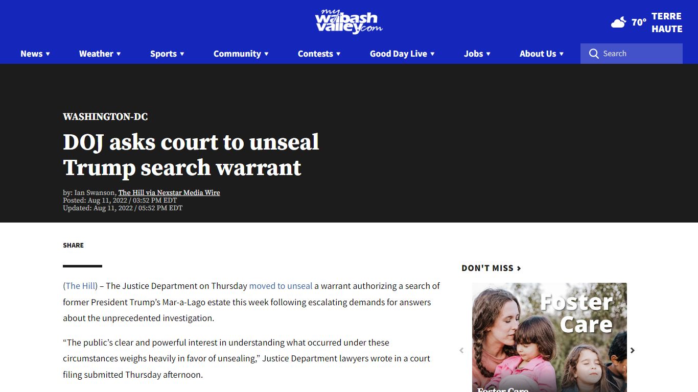 DOJ asks court to unseal Trump search warrant